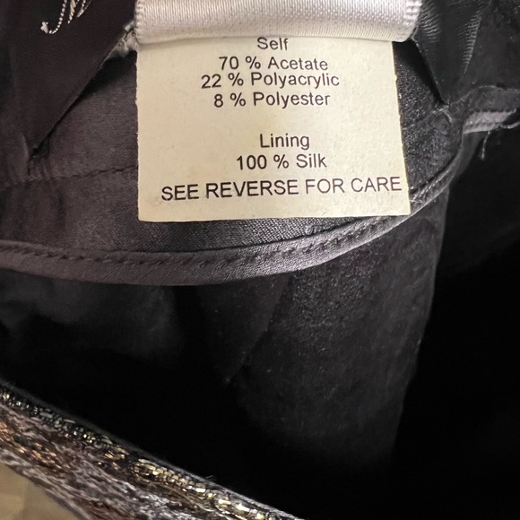 Monique Lhuillier Silver & Gold Brocade Floral Pencil Skirt Size 2 - Picture 11 of 12